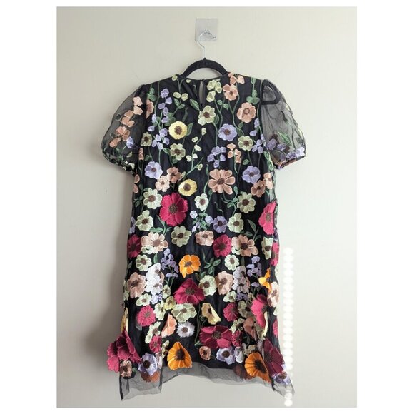 SHEIN Black Mini Dress with Colorful Floral Embroidery - Picture 2 of 9
